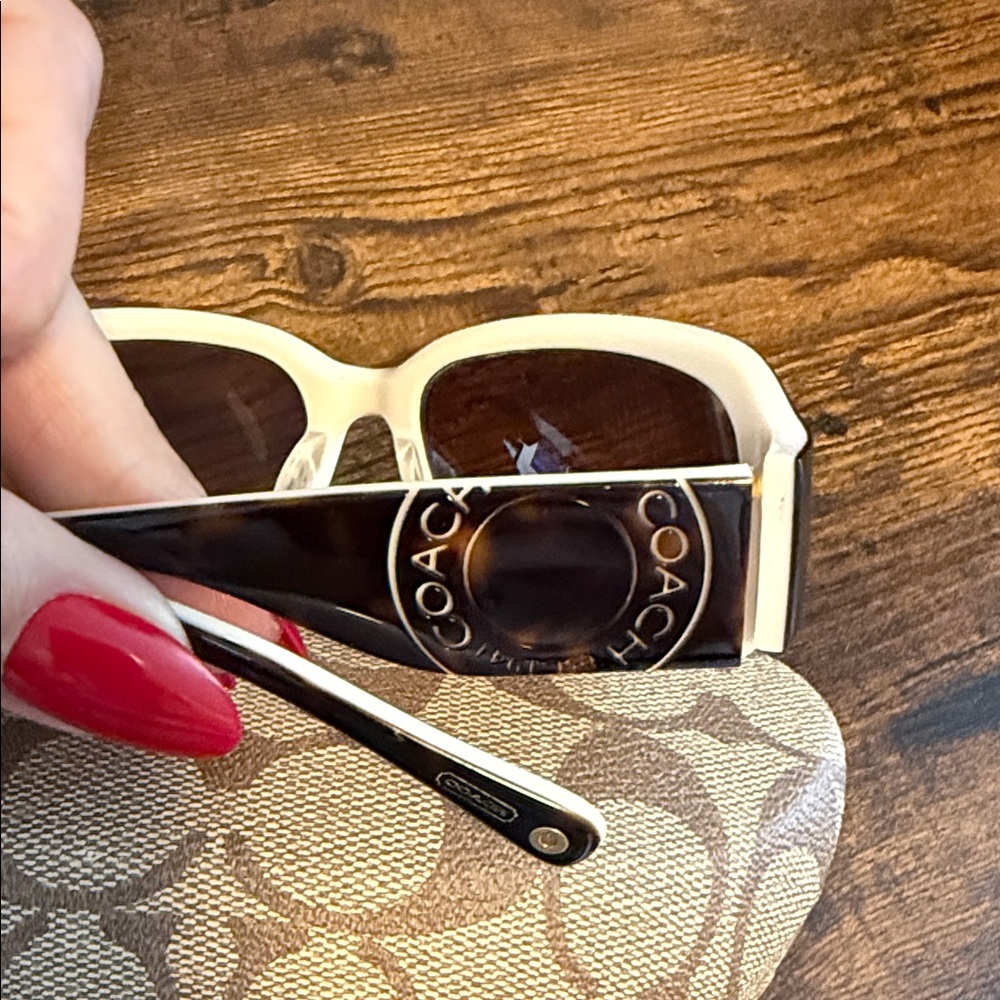 Coach Dark Brown Sunglasses with Patterned Case - Picture 3 of 6